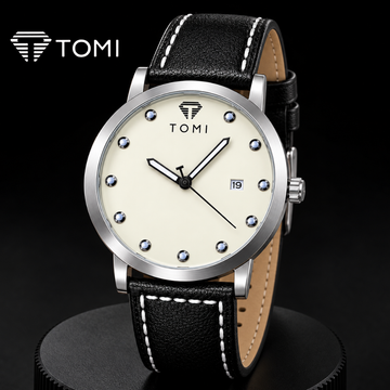 TOMI T-074 Signature Elegance Men's Classic Quartz Watch - Silver Black