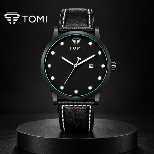 TOMI T-074 Signature Elegance Men's Classic Quartz Watch - Full Black