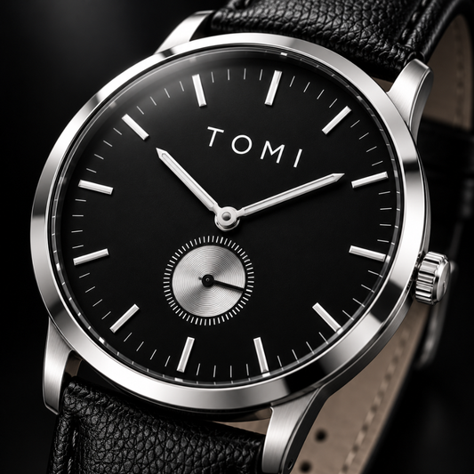 TOMI T-073 Down Second Display Men's Slim Quartz Watch - Silver Black