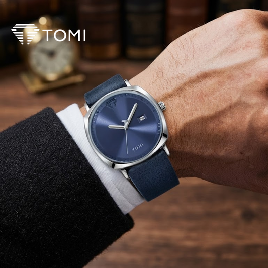 TOMI T-044 Luxury Design Business Date Watch – Silver Blue