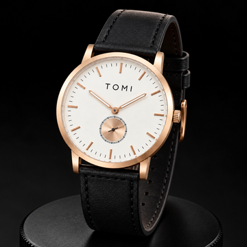 TOMI T-073 Down Second Display Men's Slim Quartz Watch - Golden Black