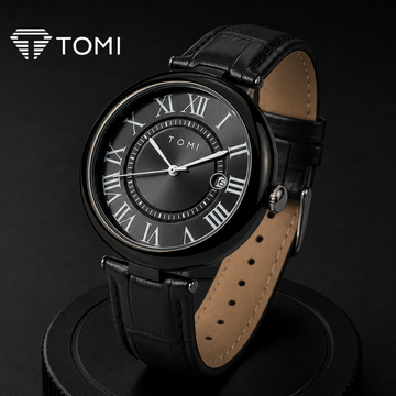 TOMI T-075 Luxury Date Display Analog Watch – Full Black