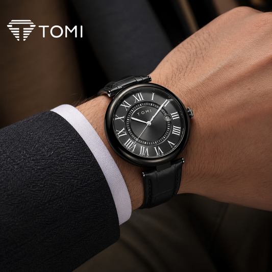 TOMI T-075 Luxury Date Display Analog Watch – Full Black