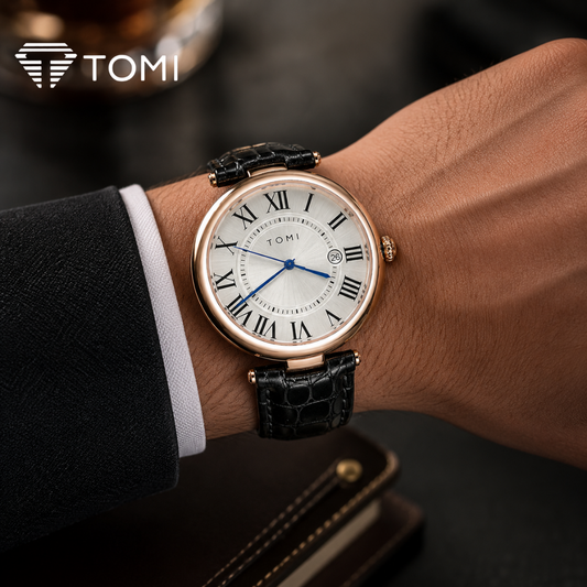 TOMI T-075 Luxury Date Display Analog Watch – Golden Black