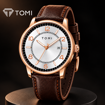TOMI T-025 Modern Edge Men's Classic Analog Watch - Golden Brown
