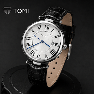TOMI T-075 Business Date Analog Quartz Watch – Silver Black
