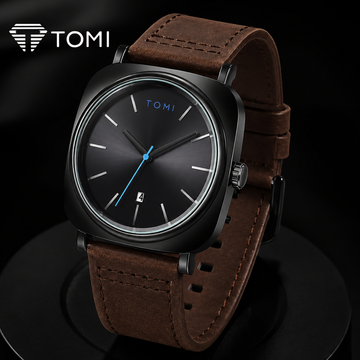 TOMI T-084 Premium Business Class Collection Quartz Date Watch — Dark Brown Color